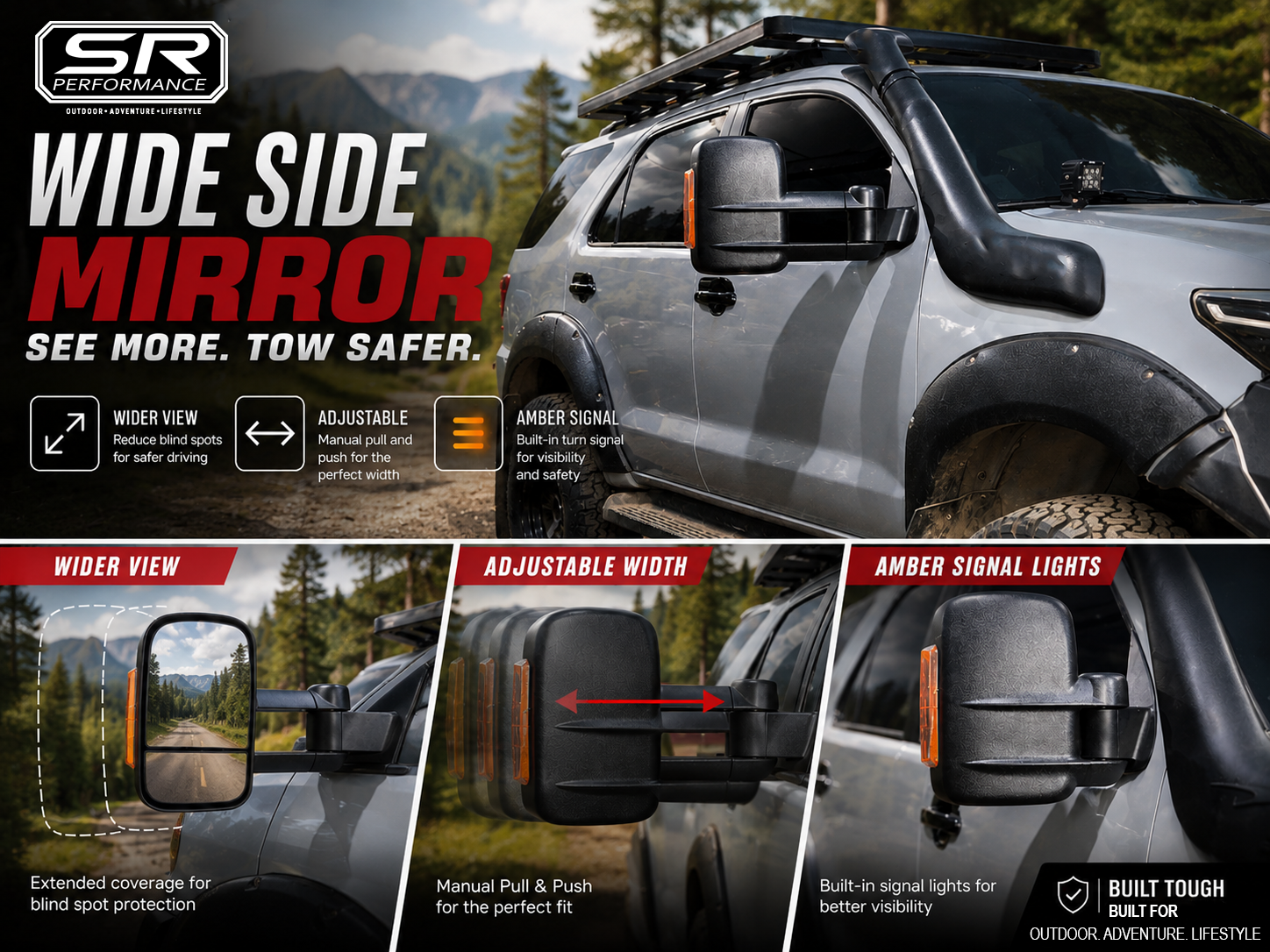 WIDE SIDE MIRROR TOYOTA FORTUNER
